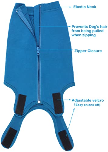 Dog Surgery Recovery Suit (2XL(Back 21- 23" Chest 26- 28" Weight 57- 80lb) / Blue)