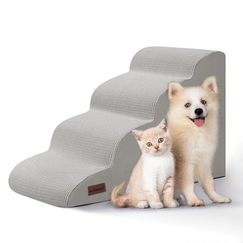 Dog Steps for Bed or Couch (Light Grey / Standard 4-Step 17.4"H)