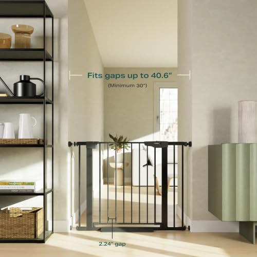2 Pack 30 40.6 in Baby Gate for Stairs and Doorways (Black / 30-40.6"W x 30.5"H (2 Pack ))