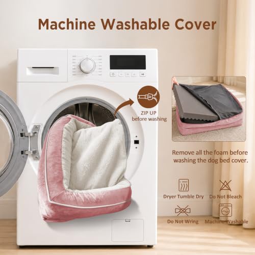 Waterproof Orthopedic Dog Beds for Large Sized Dog (36.0"L x 27.0"W x 8.0"Th / Pink)