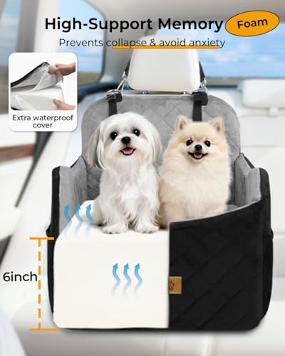 Dog Car Seats for Small Dogs Up to 35 lbs (Black/Grey)