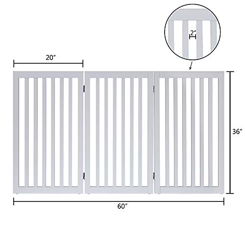 36”H Free Standing Pet Gate for Dog (White / 60"W×36"H)