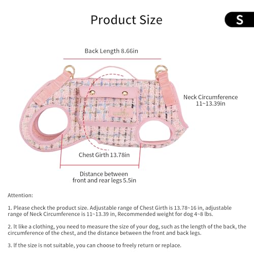 Dog Lift Harness Dog Carrier Sling for Small Dogs & Cats (Small(4-8 LBS) / 2.0 Pink)