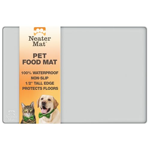 Neater Mat Pet Mats for Food and Water (19"L x 12"W / Light Gray)