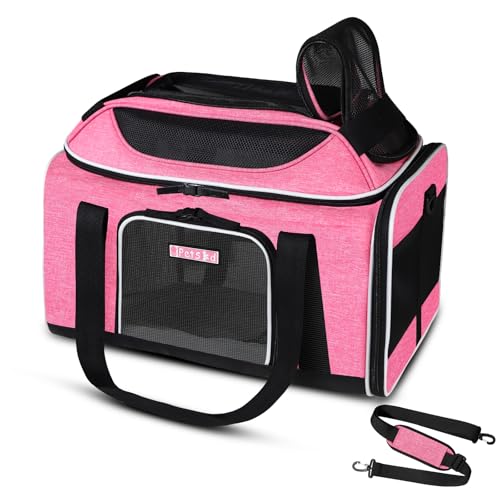 Top Expandable Small Pet Carrier 18"x11"x11" Airline Approved (18.0"L x 11.0"W x 11.0"H / Pink)