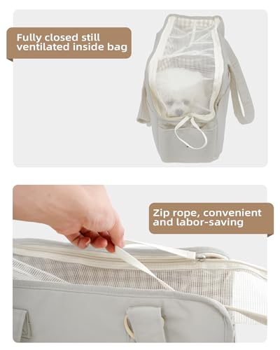Dog Carrier for Small Dogs Rabbit cat with Large Pockets (Grey / 17.0"L x 7.5"W x 12.0"H)