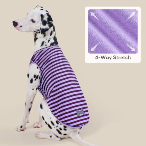 2Pack Cotton Dog Shirt for Small Dogs Soft Striped Tank Top (Large (13-19lbs) / 03# 2Pack (Purple+Purple Striped))
