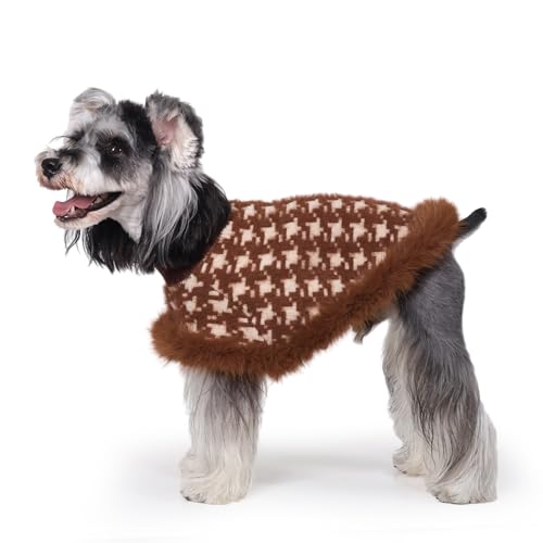 Dog Sweater Cloak (Large(Back Length 14") / Brown Houndstooth)