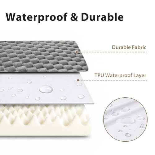 Waterproof Orthopedic Dog Bed for Crate Mat (Grey / 35"L x 22"W x 4"Th)