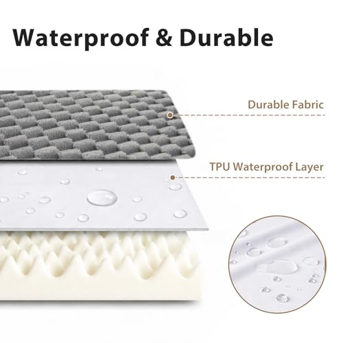 XL Waterproof Orthopedic Dog Bed for Crate Mat 44x32 Extra Large (Grey / 44"L x 32"W x 4"Th)