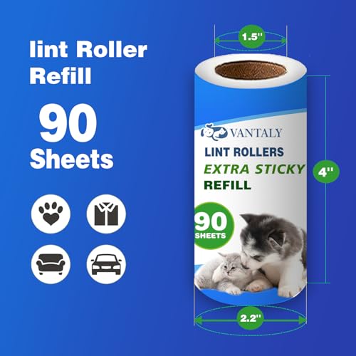 Extra Sticky Lint Roller Mega Value Set 900 Sheets for Pet Hair Removal and Clothes (10pack(900sheets+3hanldes))