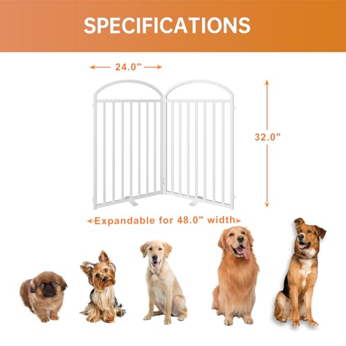2 Panels Full Matel Freestanding Dog Gates (【2 Panels】48"W*32H" / White)