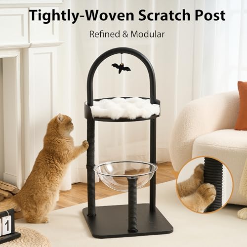 34" Modern Cat Tree Furniture for Indoor Small & Medium Cats (Classic Black-34")