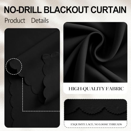 Self Adhesive Curtains for Windows (Black / 35"W x 71"L (Pack of 1))