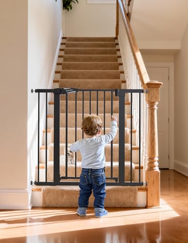 36 in Extra Tall Baby Gate for Stairs No Drilling (Black / 36"Tall 26"-40" Wide)