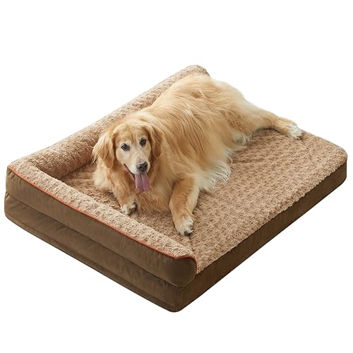 Orthopedic Washable Dog Bed (Beige Coffee / 48.0"l x 35.0"w x 7.5"th)