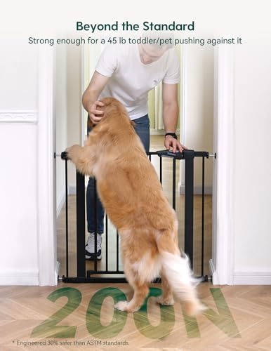 36 in Extra Tall Baby Gate for Stairs No Drilling (Black / 36"Tall 26"-40" Wide)