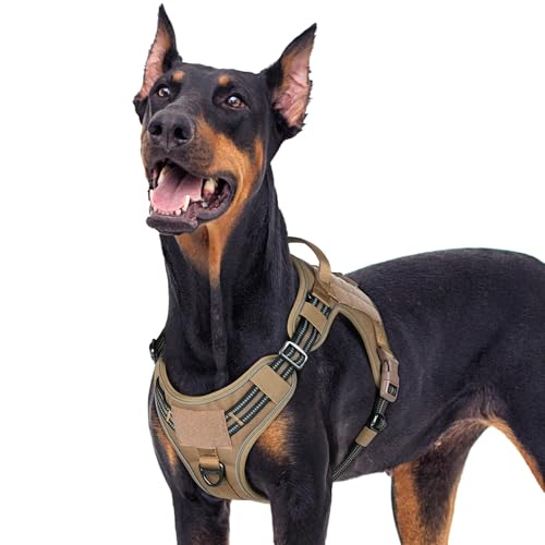 Tactical Dog Harness for Large Dogs (Xl(chest:23.6"-41.8",neck:21.7"-32.3",back:9.1") / Brown)