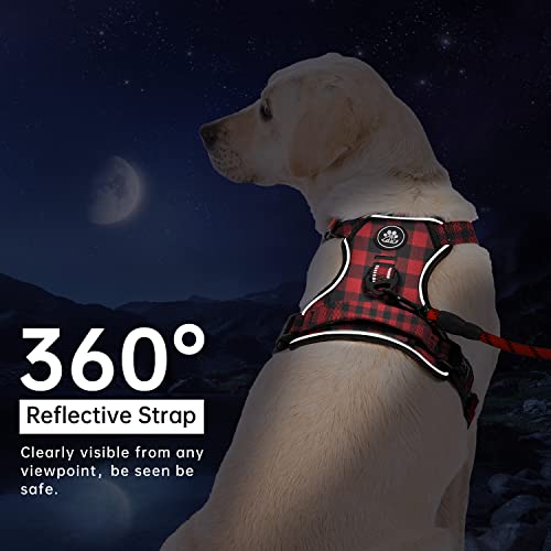 No Pull Dog Harness for Medium Dogs (Checkered Red / Medium)