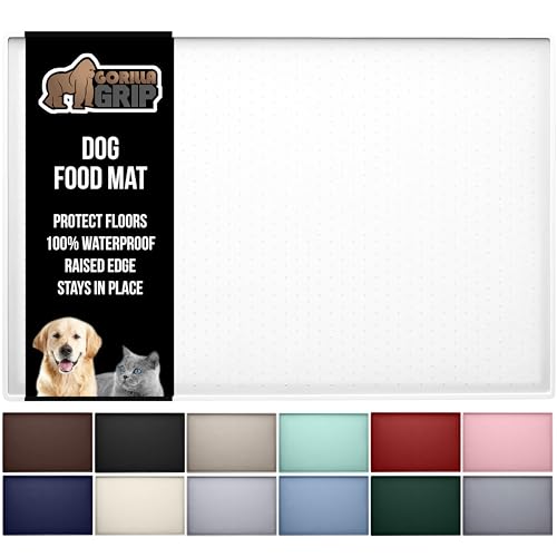 Dog Food Mat 100% Waterproof Silicone (White / 18.5"l X 11.5"w)
