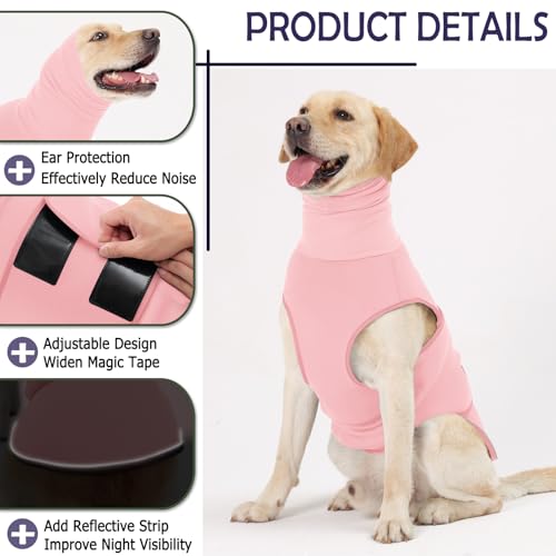 Reflective & Soft Dog Anxiety Vest with Ear Wraps for Thunderstorm (Pink / Small)