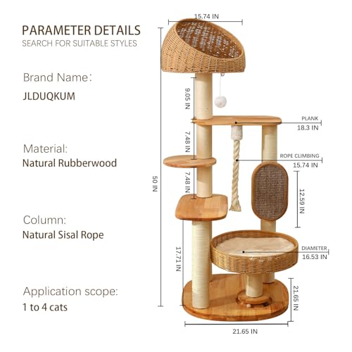 50 in Wooden Cat Tree for Indoor Cat (50IN)