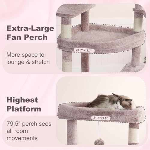 Tall Cat Tree for Large Cat (Rosy Brown / 80 inch)
