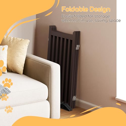 Freestanding Wooden Dog Gate (Espresso / 60" W x 36" H)