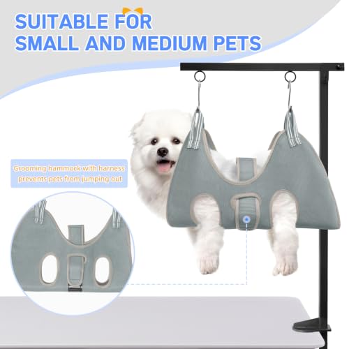 Dog Grooming Arm for Table (M Hammock (Leg Spacing: 5.1–10.6″) / Grey)