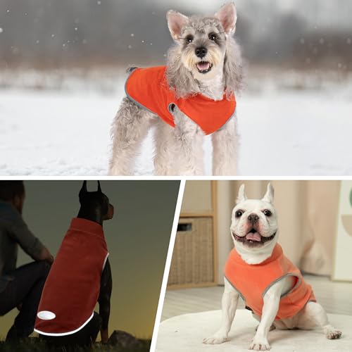 2 Pack Fleece Dog Sweater Pullover Lightweight Reflective Jacket (XXX-Large / Orange & Red)