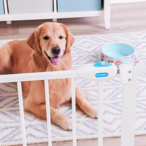 Carlson 29 36.5” Extra Wide Dog Gate with Small Pet Door (White / 29.5-36.5" W x 30" H)
