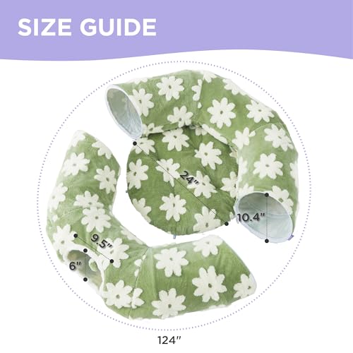 Lesure Donut Cute Jacquard Large Cat Tunnel Bed Kitten Toys for Dog Bunny (large (39.5"L x 39.5"W x 10"H) / Flower Garden Green)