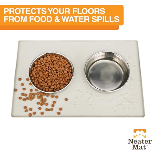 Neater Mat Pet Mats for Food and Water (24"L x 16"W / Cream)