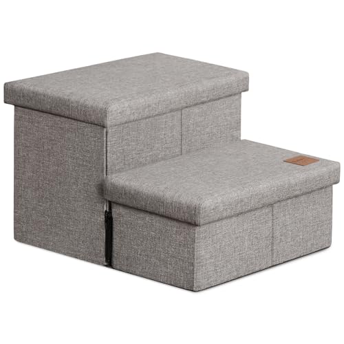 Dog Stairs for High Bed (Solid Grey / 19" X 17" X 13" H)