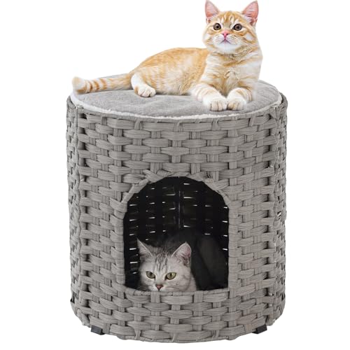 Cat House for Indoor Cat (Gray / Round-XL)