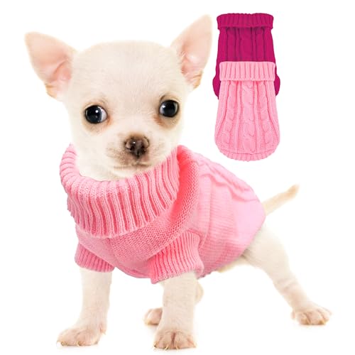 Chihuahua Yorkie Sweater (X-Small / Rose-Pink)