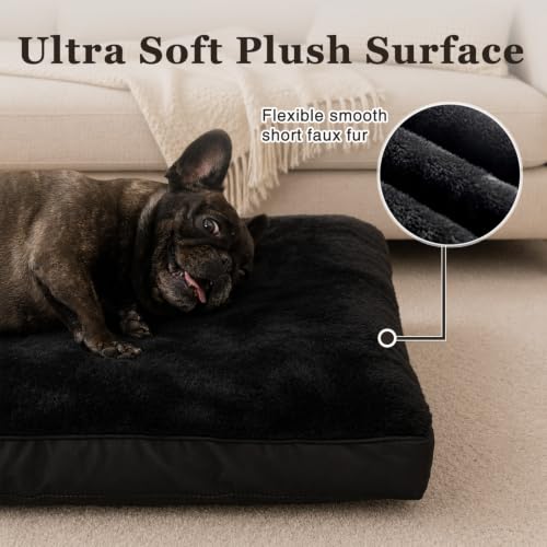 Waterproof Medium Dog Bed for Crate with Washable Cover (29.0"L x 18.0"W x 3.0"Th / Black)