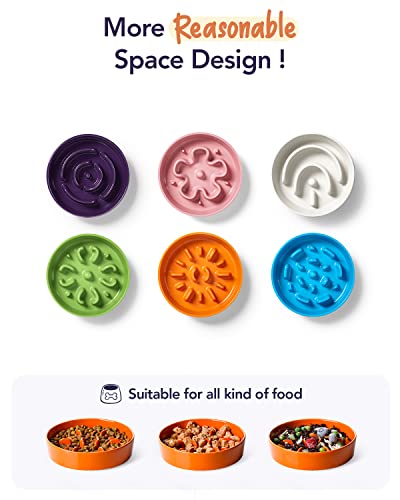 Ceramic Slow Feeder Dog Bowls Small Breed (Sun Orange / S-0.6 Cups)