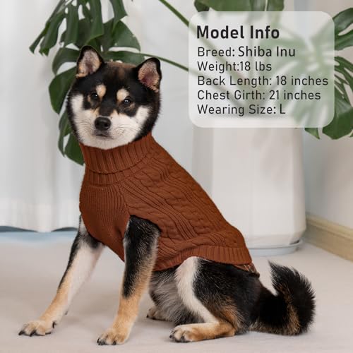 Dog Sweater for Small Dogs Turtleneck Thick Knit Pullover (Small (4-7lbs) / 9# Brown)