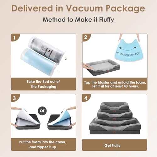 Orthopedic XXL Dog Bed for Large Dog (Grey / 52x41x8)