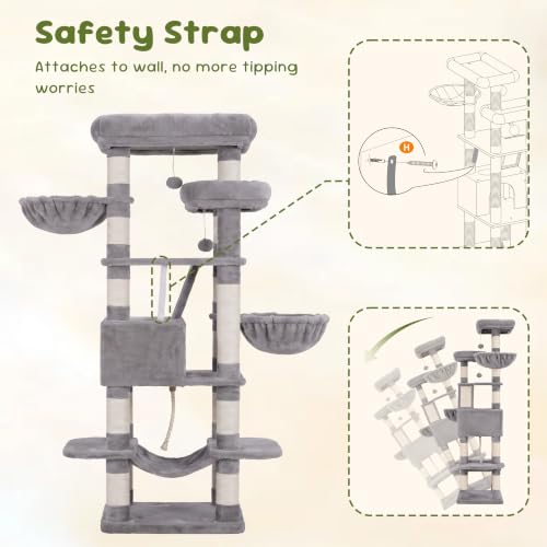 Cat Tree 68 inch Multi (Light Gray / 68 inch)