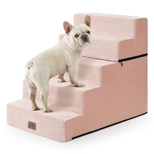 Dog Stairs for Small Dogs (Pink / 17.7x29.5x23.6 inch)