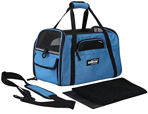 Soft Sided Pet Carrier for Cats & Small Dogs (17.0"L x 9.0"W x 12.0"H / Sapphire Blue)