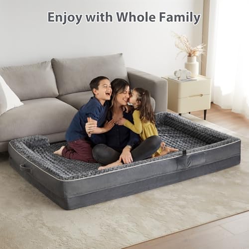 Orthopedic Washable Human Dog Bed for Adult & Dog Cozy Sleep (71.0"l X 46.0"w X 7.0"th / Dark Grey)