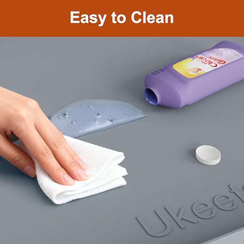 19" x 25" Extra Thick Silicone Mat Waterproof with Raised Edge (Gray / 19"L x 25"W)