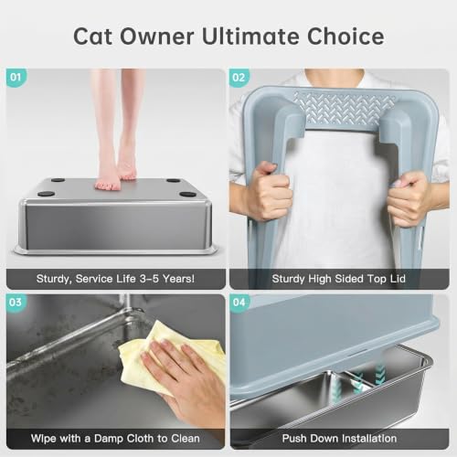 XL Stainless Steel Litter Box (22- Gray (Pack of 1))