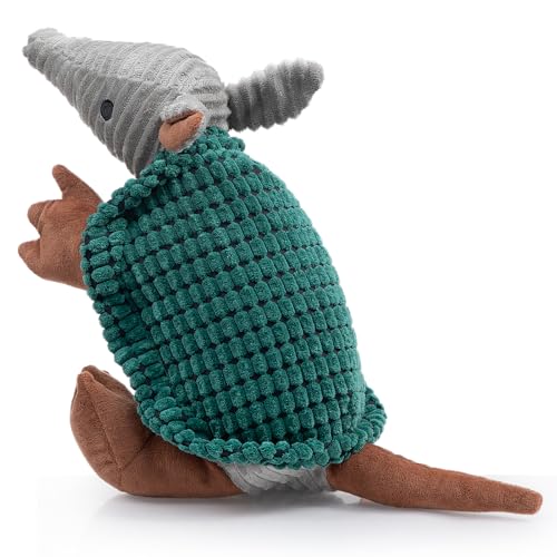 Armadillo Squeaky Dog Toys for Medium Large Dogs (14 IN / Deep Green)