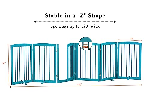 Freestanding Pet Gate with Door (6 Panel 32" / Blue)