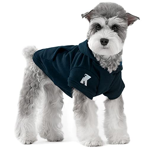 Dog Hoodie Fleece Puppy Clothes Warm Sweater with Hat for Small Dogs Cat Hooded Shirt Kitten Pet Basic Hoodies Sweatshirt with Pocket Doggie Soft Winter Coat Apparel (S-(2~7lb) | Chest(~13") / Blue)