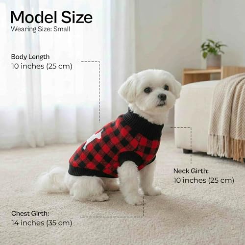 Dog Sweaters Cable Knit Dog Outfit (XS / Checkered Red)